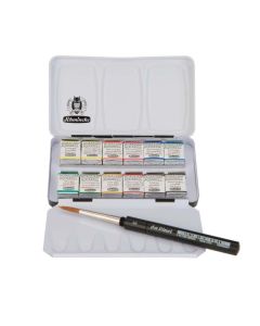 Akvarelbox Horadam ½ pans 12 ass + pense metalæske