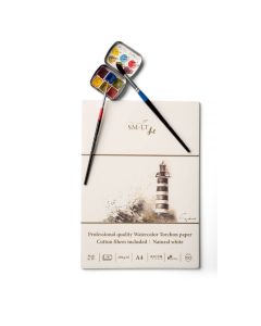 Akvarelblok SMLT 250g A4 torchon kludeholdig