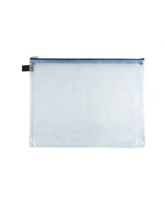Lynlåsetui A4 transparent m/blå lynlås pvc