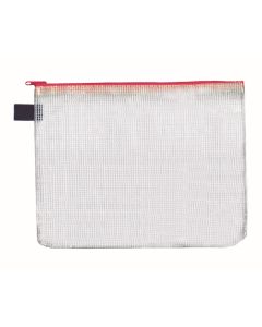 Lynlåsetui B6 transparent m/rød lynlås pvc