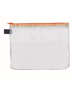 Lynlåsetui A6 transparent m/orange lynlås pvc