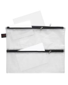 Lynlåsetui A4 4 rum transparent m/sort lynlås pvc