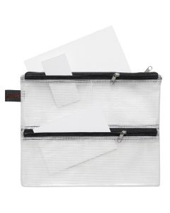 Lynlåsetui A5 3 rum transparent m/sort lynlås pvc