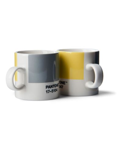 Kop med hank Pantone Espresso illuminating yellow & ultimate gray - color of the year 2021