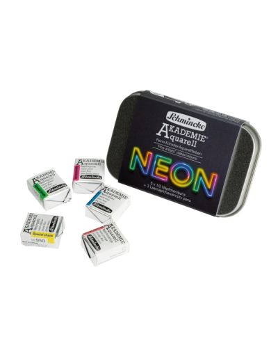 Akvarelbox Akademie ½ pans 5ass Neon farver