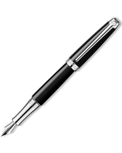 Fyldepen Caran d'Ache Léman Ebony Black M forsølvet