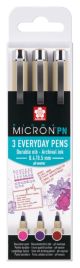 Multiliner pigma micron PN sæt 3 ass red,purple,burgundy